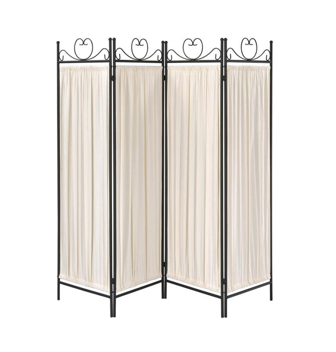 Dove 4-Panel Folding Screen Beige And Black