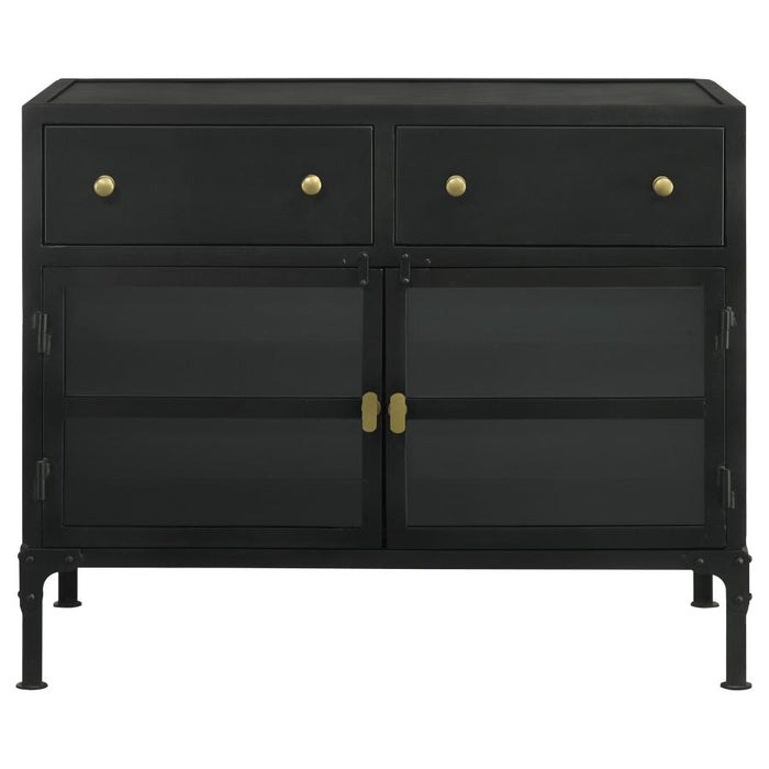 Sadler 2-Drawer Accent Cabinet With Glass Doors Black