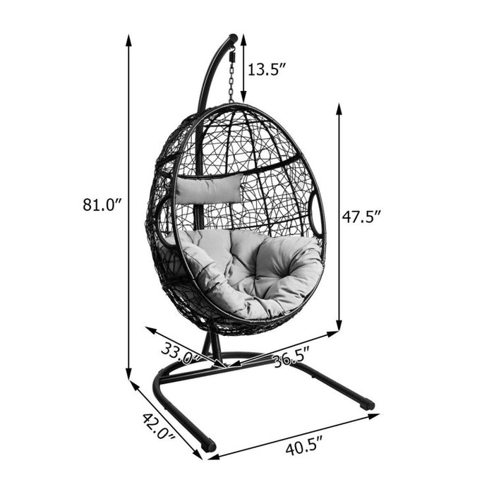 Hanging Cushioned Hammock Chair with Stand