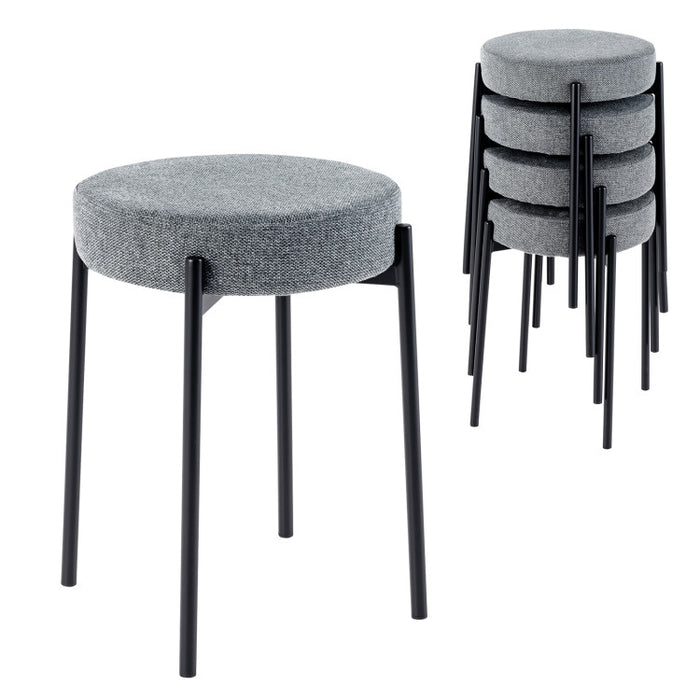 Bar Stools Set of 4 Upholstered Kitchen Stools with Foot Pads