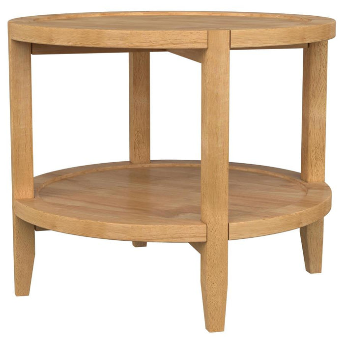 Camillo Round Solid Wood Side End Table Maple Brown