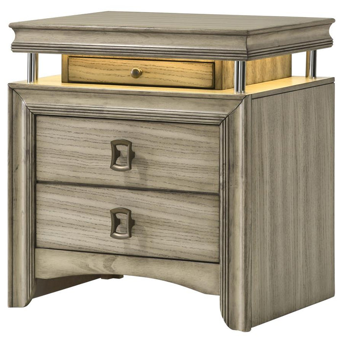 Giselle 3-drawer Nightstand Rustic Beige