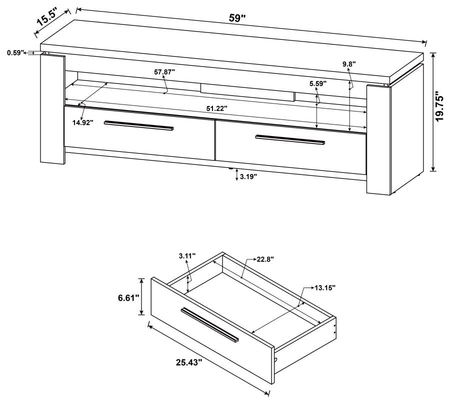 Elkton 2-Drawer TV Console Weathered Brown