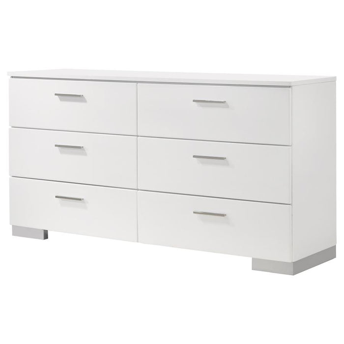 Felicity 6-drawer Dresser Glossy White