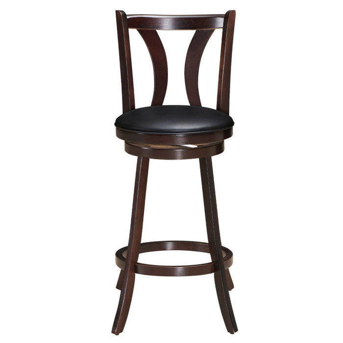 24/29.5 Inch Set of 2 Swivel Bar Stools Bar Height Chairs with Rubber Wood Legs