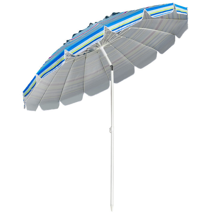 8 Feet Portable Beach Umbrella with Sand Anchor and Tilt Mechanism