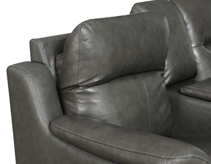 Trento Dual-Power Leather Reclining Console Loveseat