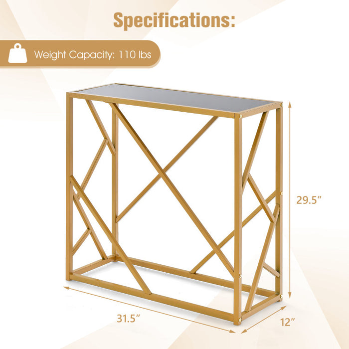 31.5 Inch Golden Heavy-duty Metal Frame Entryway Table with Foot Pads