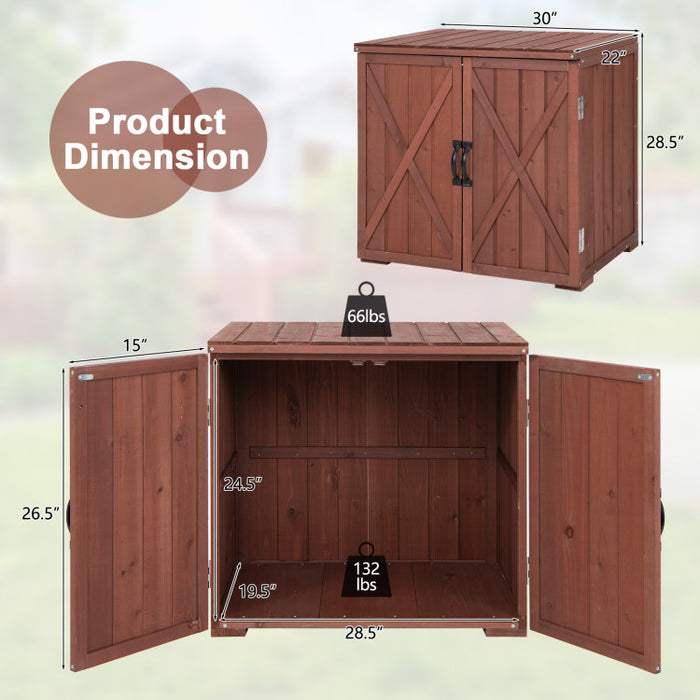 Outdoor Wooden Storage Cabinet with Double Doors