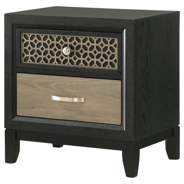 Valencia 2-Drawer Nightstand Light Brown And Black