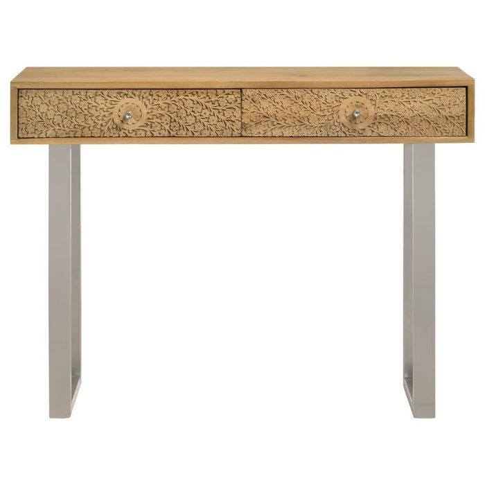 Draco Console Table With Hand Carved Drawers Natural