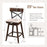 Set of 2 Wooden Swivel Bar Stools with Cushioned Seat and Open X Back