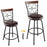 2 Pieces 24-30 Inch Adjustable PU Cushioned Swivel Barstools