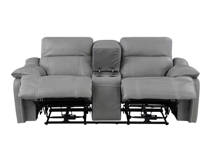 Alpine Dual-Power Leather Console Loveseat