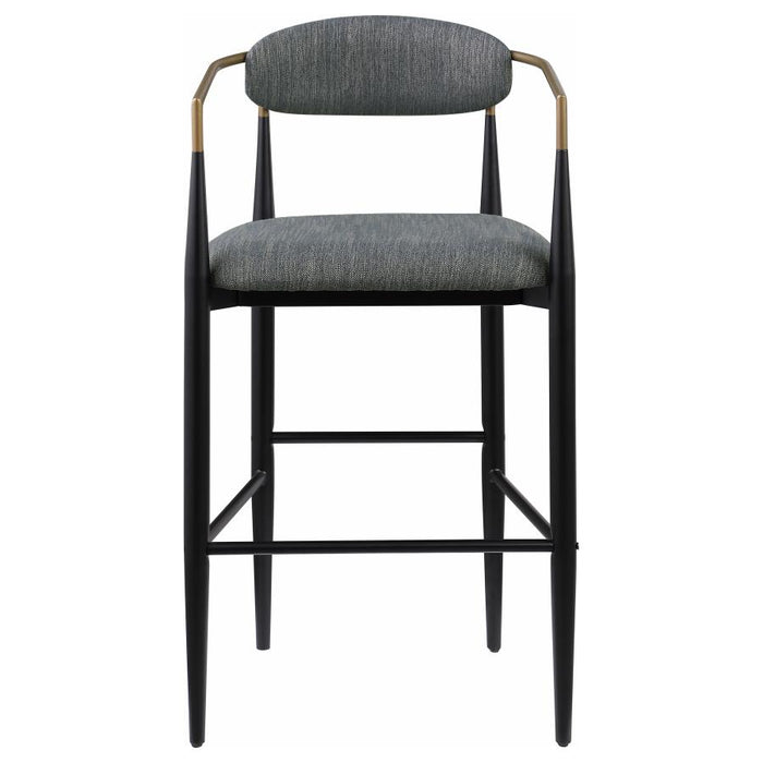 Tina Metal Pub Height Bar Stool with Upholstered Back and Seat set of 2