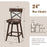 Set of 2 Wooden Swivel Bar Stools with Open X Back and Footrest