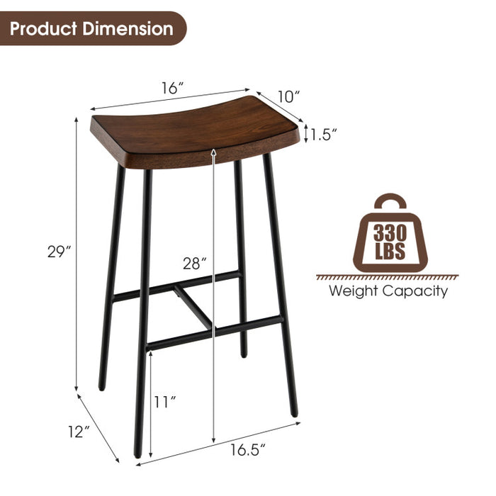 Industrial Saddle Bar Stool with Metal Legs