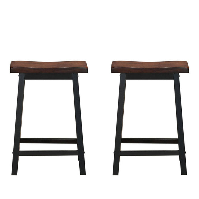 24 Inch Set of 2 Wood Counter Height Seat Stools for Kitchen Dining and Pub