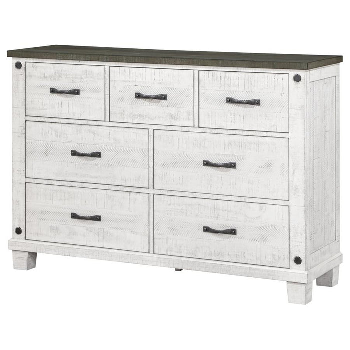 Lilith 7-drawer Dresser Distressed Distressed Grey and White