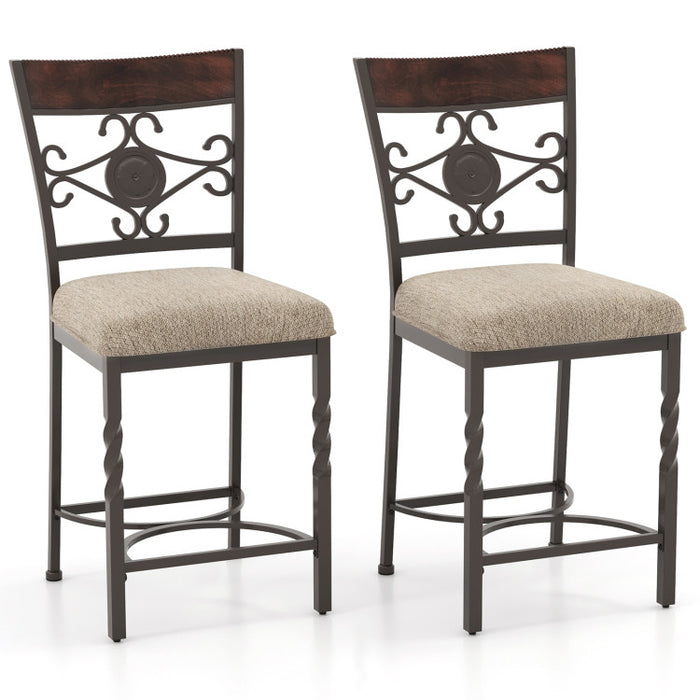 Set of 2 25 inches Bar Stools with Rust-proof Metal Frame and Soft Sponge Seat