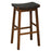 Faux PU Leather Bar Height Stools Set of 2 with Woven Curved Seat