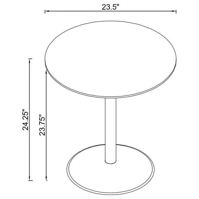 Ganso Round Metal End Table with Tempered Glass Top Black