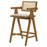 Kane Solid Wood Bar Stool with Woven Rattan Back and Upholstered Seat Light Walnut (Set of 2)