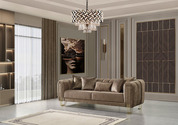 Santana Coffee Velvet Sofa & Loveseat