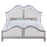 Evangeline Tufted Upholstered Platform Bed Ivory and Silver Oak