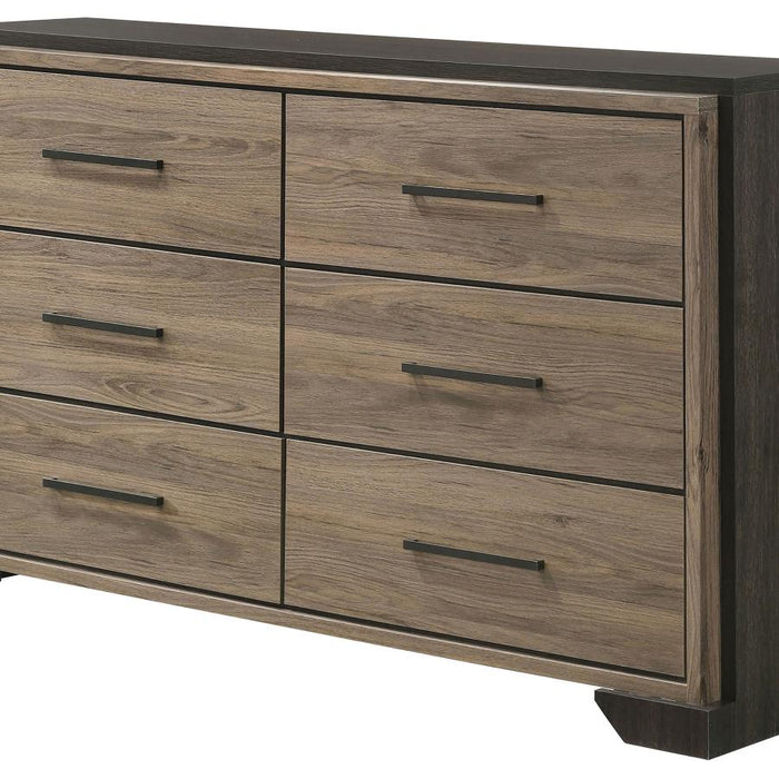 Baker 6-drawer Dresser Brown and Light Taupe