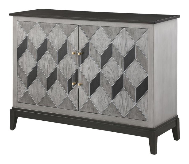 Gilles 2-Door Accent Cabinet Brushed Black And Grey