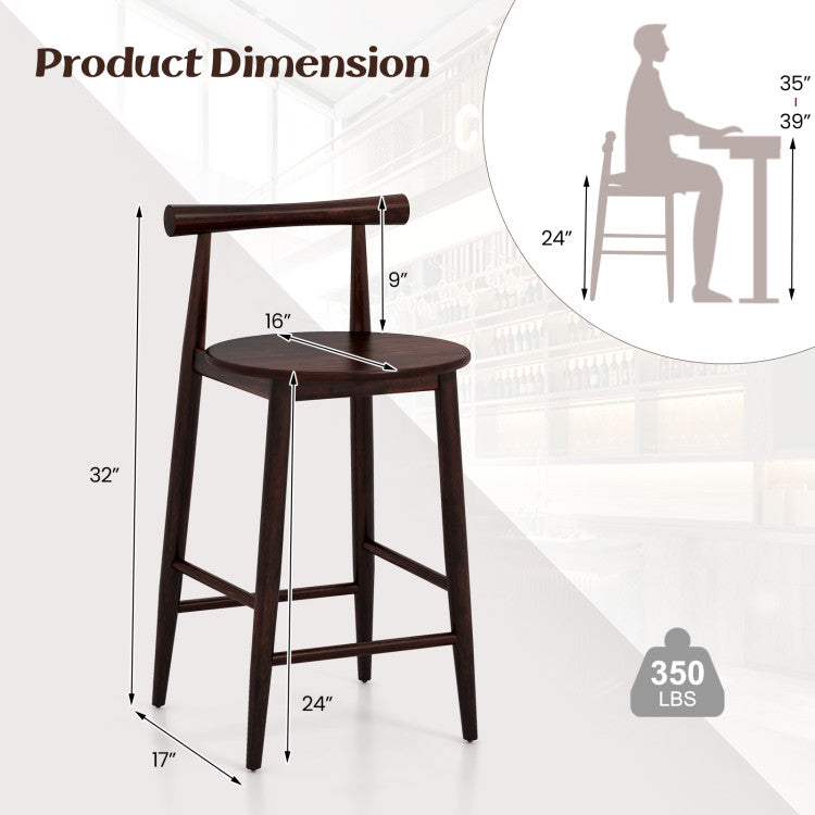 Counter Height Bar Chair Set with Acacia Wood Frame and Supporting Legs