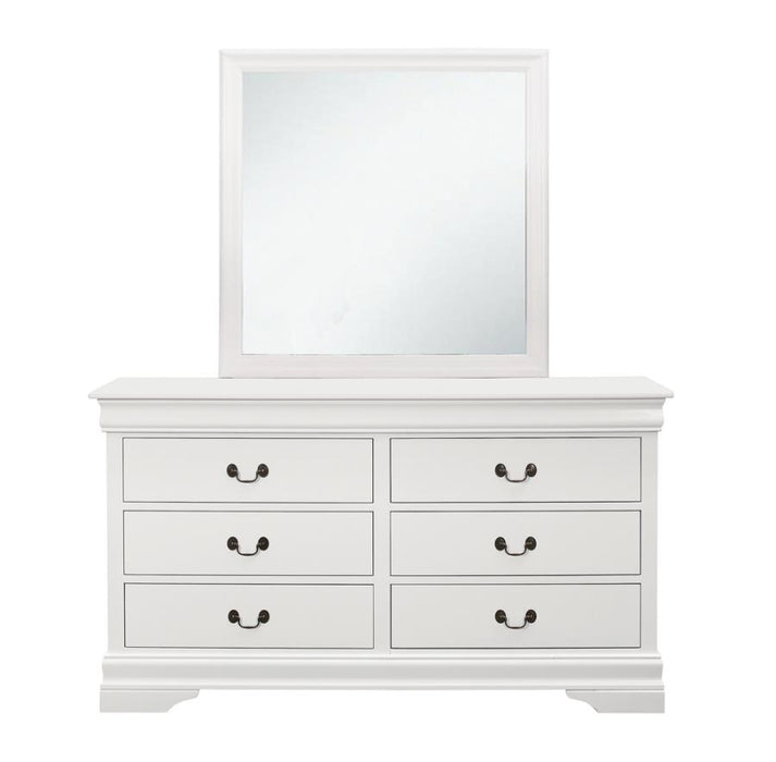 Louis Philippe Beveled Edge Square Dresser Mirror White