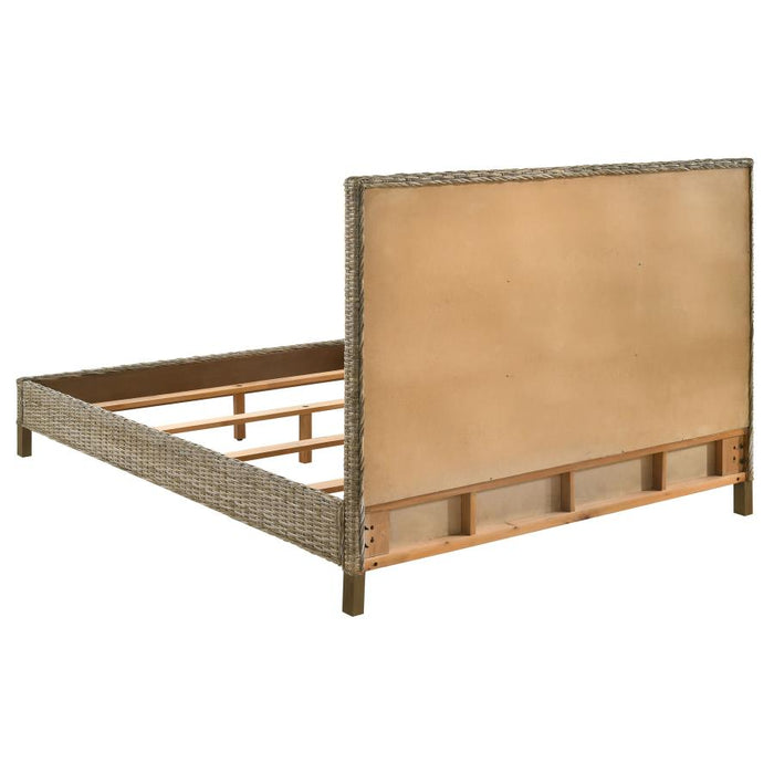 Zyla Woven Rattan Queen Panel Bed Kubu Grey