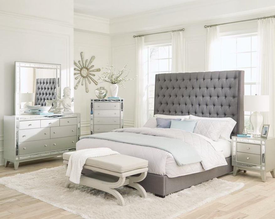 Camille Tall Tufted Bed Grey