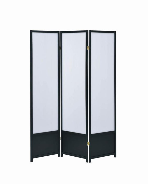 Calix 3-Panel Folding Floor Screen Translucent And Black