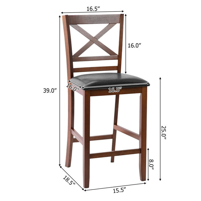 Set of 2 Bar Stools 25 Inch Counter Height Chairs