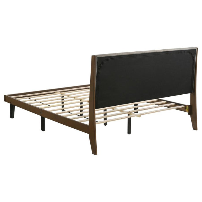 Mays Upholstered Platform Bed Walnut Brown and Grey