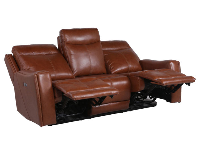 Natalia Leather Dual-Power Reclining Sofa, Coach