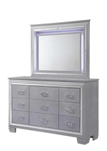 Lillian Silver LED Upholestered Bedroom Set