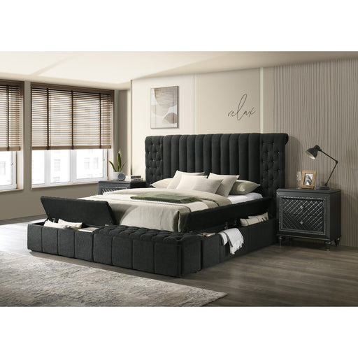 Danbury Charcoal Upholstered Storage Bed