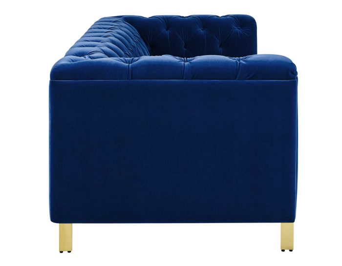 Charlene Velvet Button Tufted Rolled Arm Chesterfield Sofa