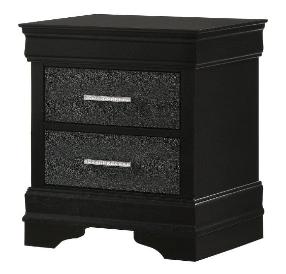 Amalia 2 Drawer Black Nightstand