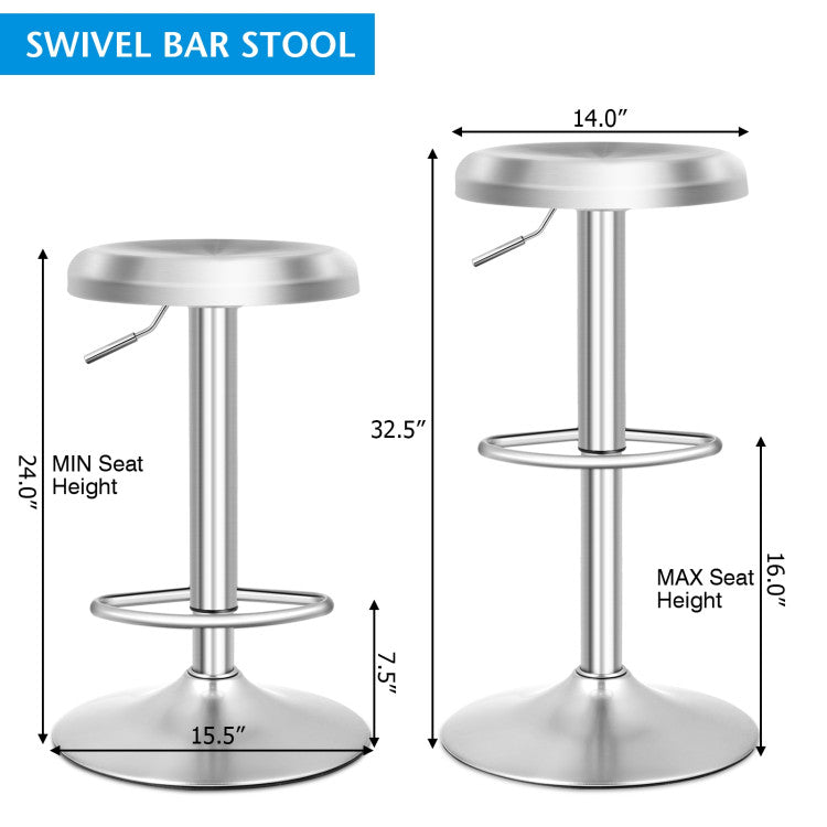 Modern Swivel Adjustable Height Bar Stool with Footrest