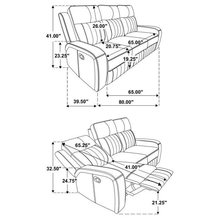 Raelynn 3-piece Upholstered Motion Reclining Sofa Set Grey