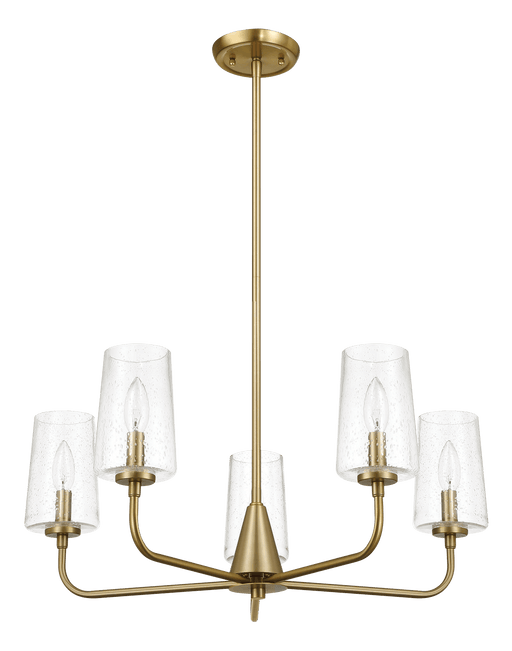 Dazzle Five Lights Chandelier With Clear Seeded Glass -Satin Brass - West Lamp