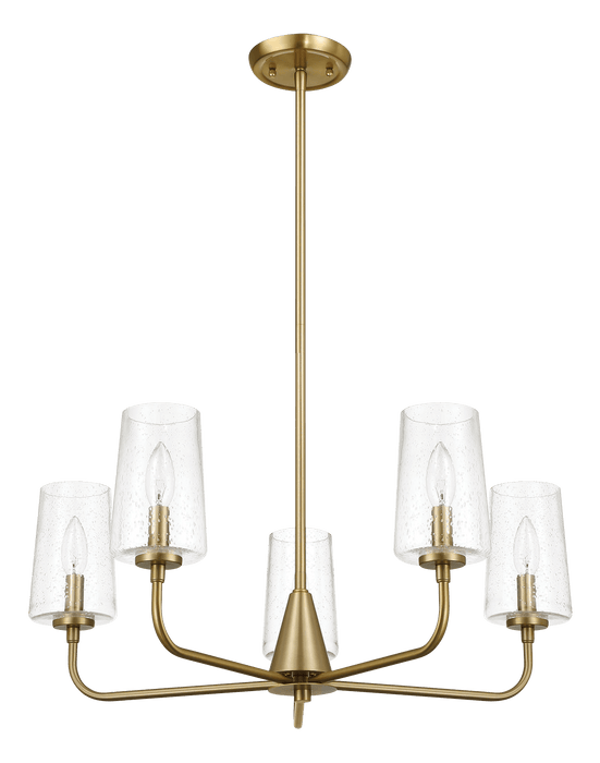 Dazzle Five Lights Chandelier With Clear Seeded Glass -Satin Brass - West Lamp