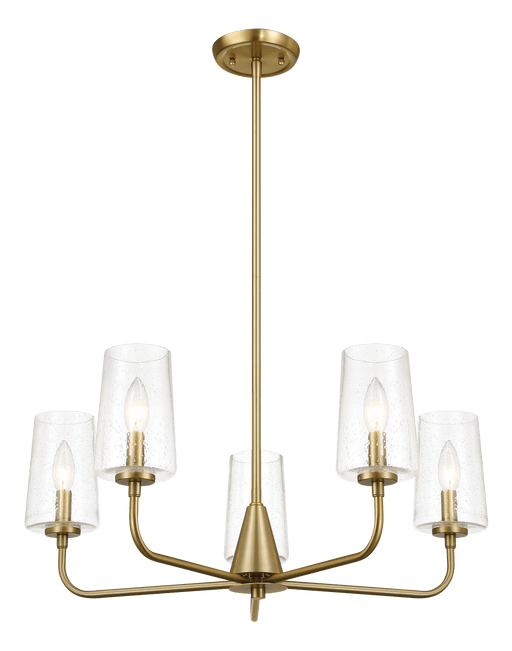 Dazzle Five Lights Chandelier With Clear Seeded Glass -Satin Brass - West Lamp