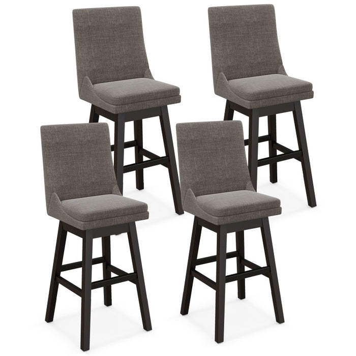 Set of 2 360° Swivel Bar Stool with Rubber Wood Legs Footrest