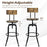 Industrial Adjustable Swivel Bar Stool with Arc-Shaped Backrest